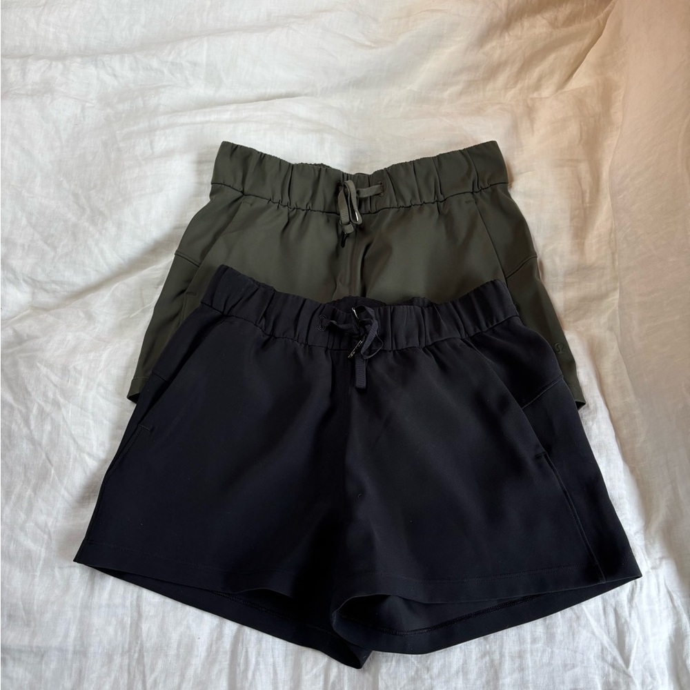 Lululemon Athletica Set of Black and Olive Green Shorts - Picture 2 of 5